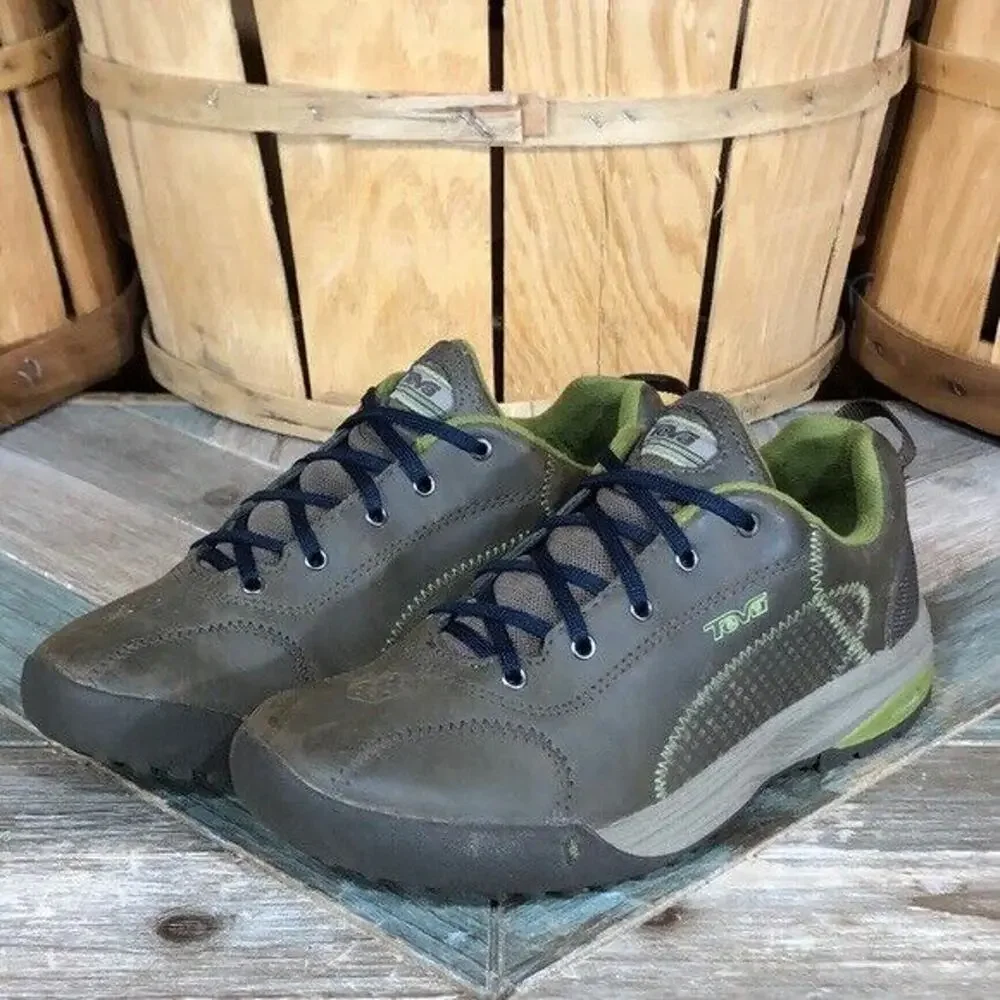 Teva Fire Brown Leather Green Multi Sport Hiking Sneakers Shoes US Boys Size 3.5